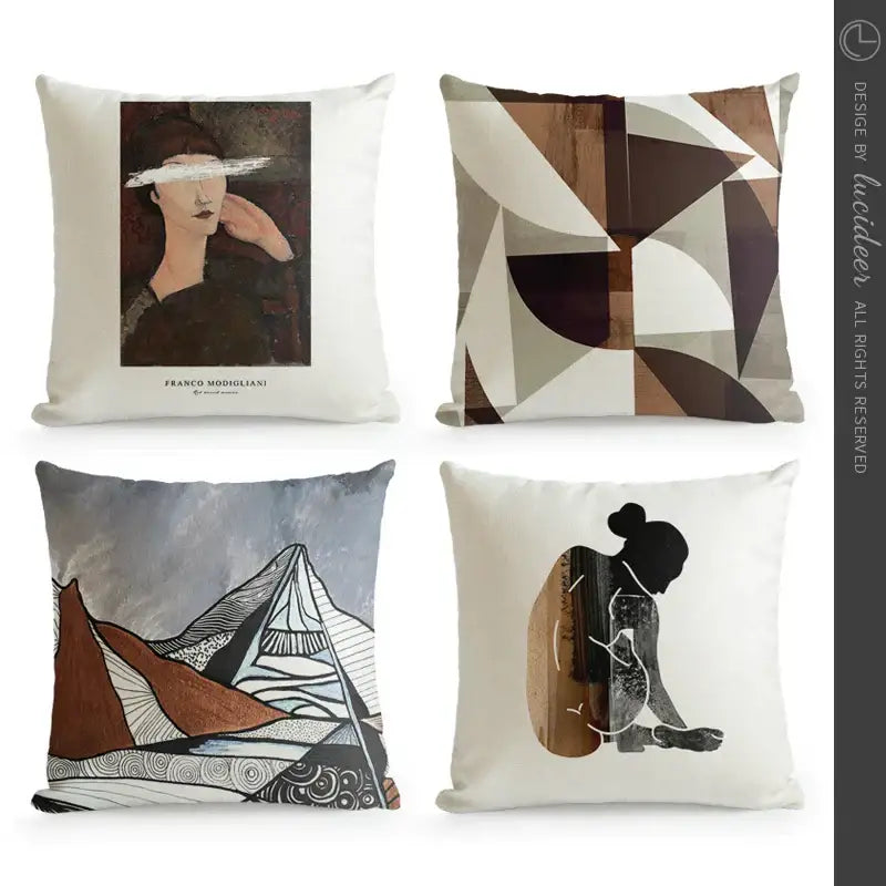 Geometric artist sofa cushion cover white living room portrait decor