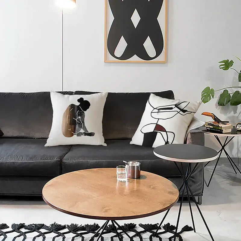 Geometric artist sofa cushion cover white living room portrait decor