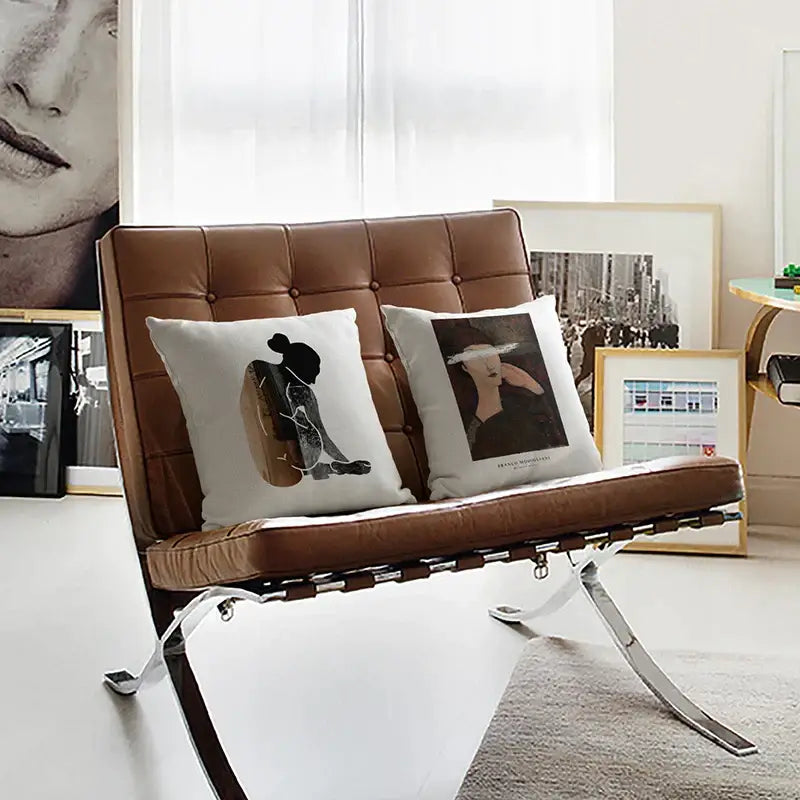 Geometric artist sofa cushion cover white living room portrait decor