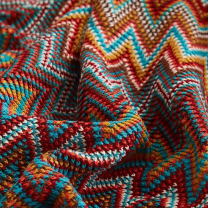 Geometric aztec baja blanket mustard & blue living room throw