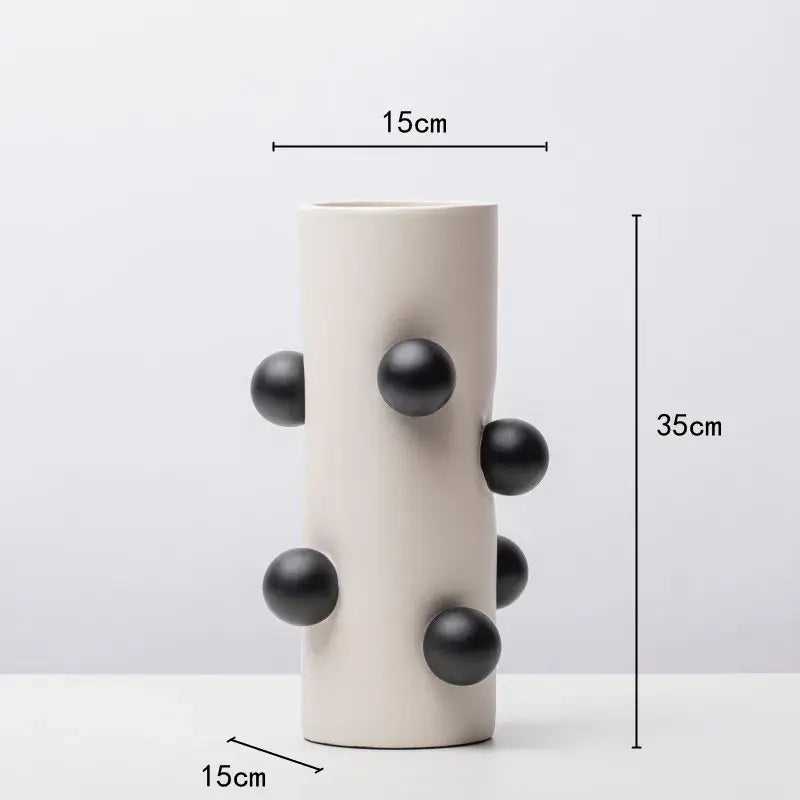 Geometric ball vase cream & gray ceramic pot living room decor