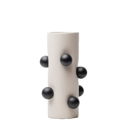 Geometric ball vase cream & gray ceramic pot living room decor