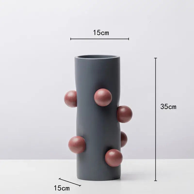 Geometric ball vase cream & gray ceramic pot living room decor