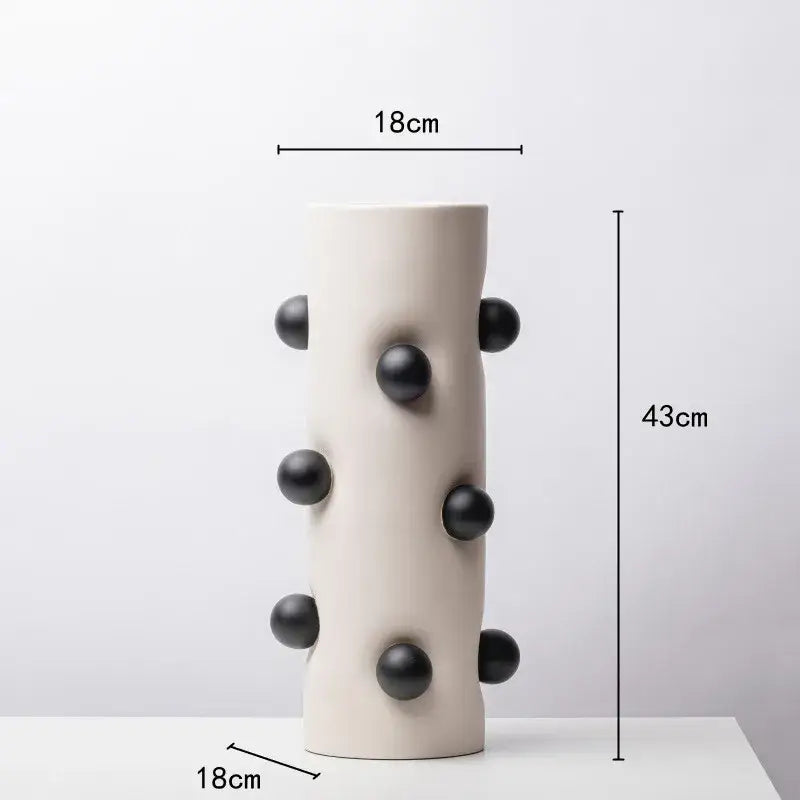 Geometric ball vase cream & gray ceramic pot living room decor