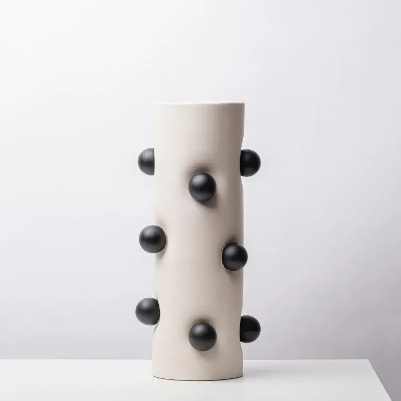 Geometric ball vase cream & gray ceramic pot living room decor