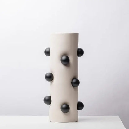 Geometric ball vase cream & gray ceramic pot living room decor