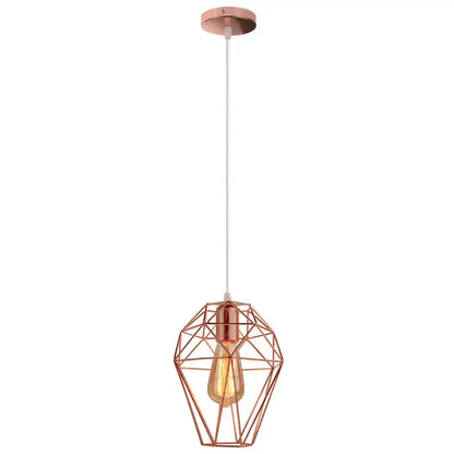 Geometric black birdcage diamond ceiling pendant light living room