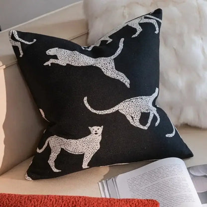 Geometric black & cream jacquard pillow cover set – living room