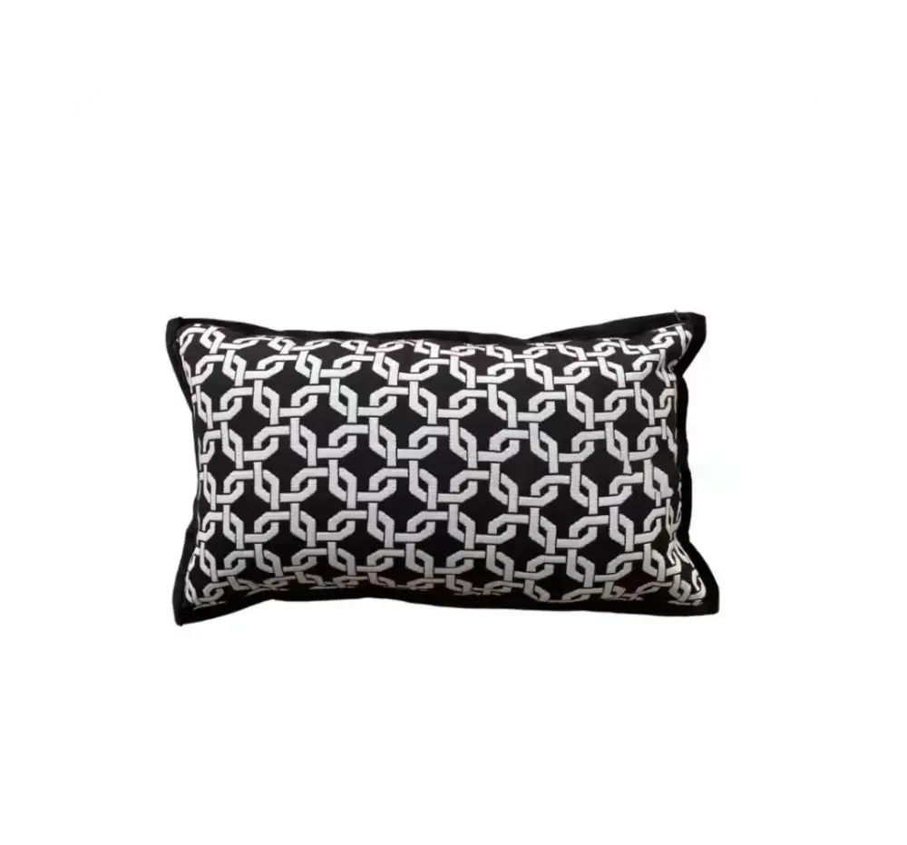 Geometric black & cream jacquard pillow cover set – living room