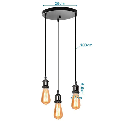 Geometric black iron 3-light chandelier pendant kitchen