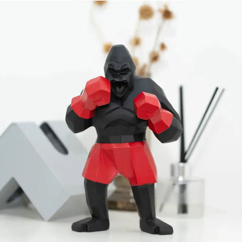 Geometric black & gold king kong gorilla sculpture office desk decor