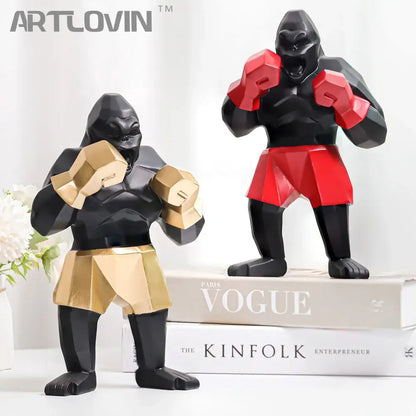 Geometric black & gold king kong sculpture office desk decor
