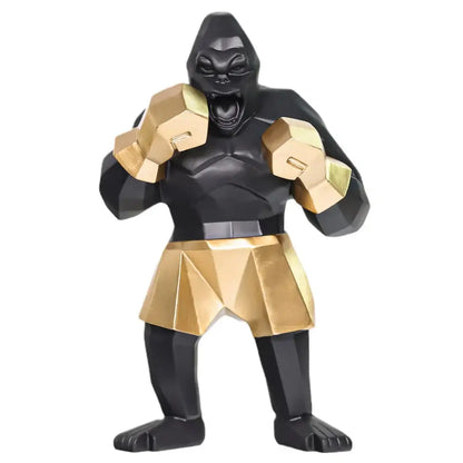 Geometric black & gold king kong sculpture office desk decor