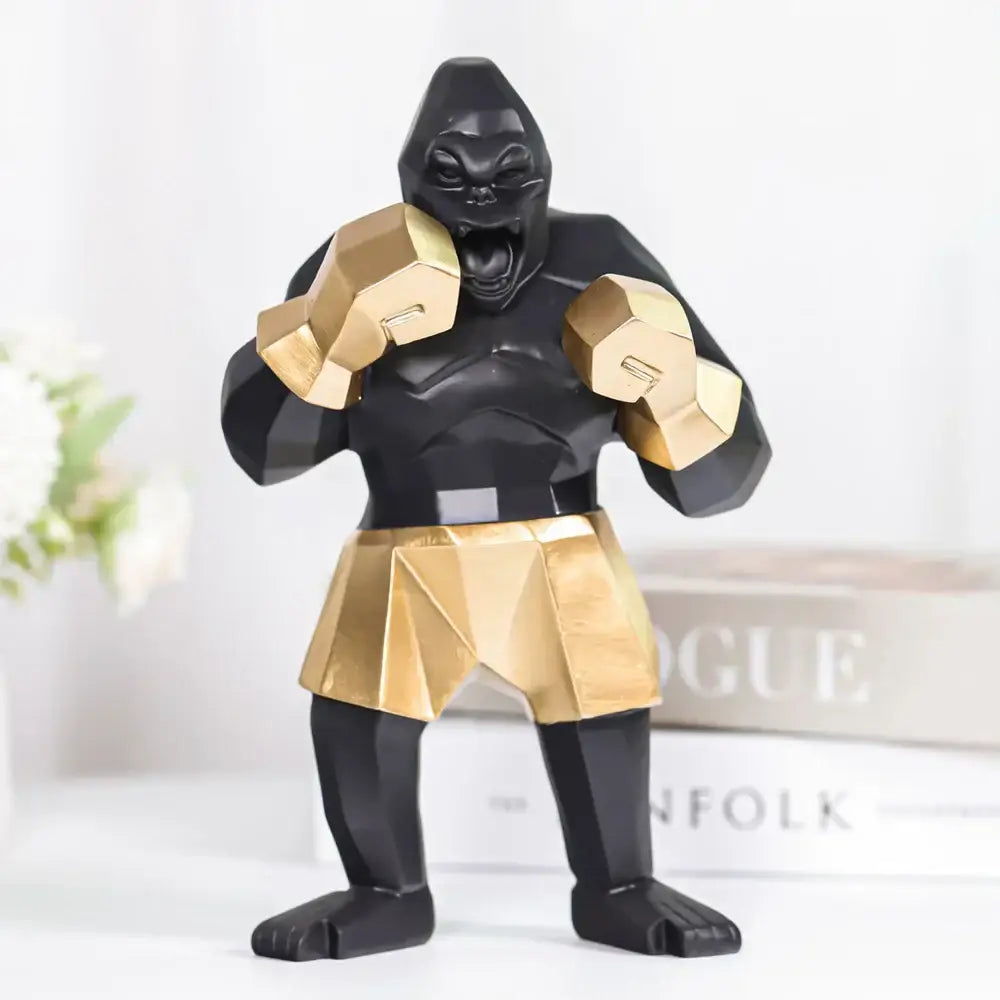 Geometric black & gold king kong sculpture office desk decor