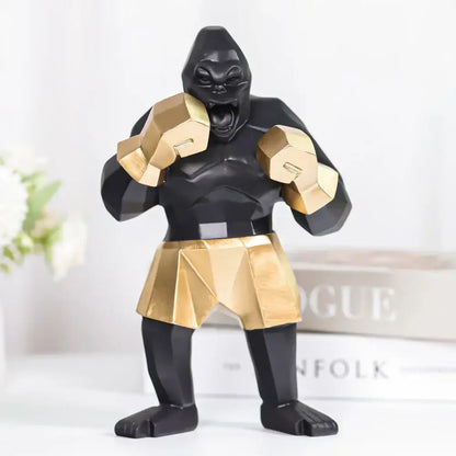 Geometric black & gold king kong sculpture office desk decor