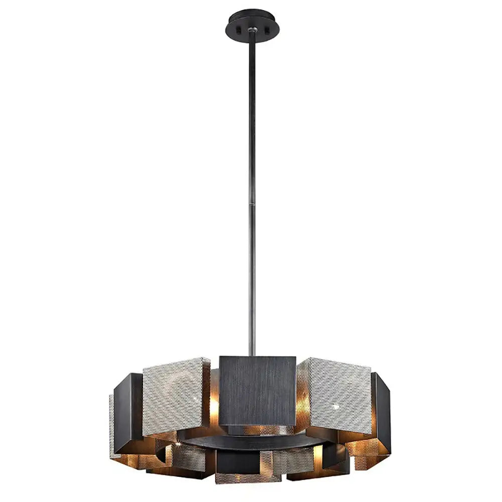 Geometric black & gold metal pendant light for dining room