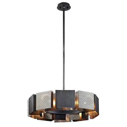 Geometric black & gold metal pendant light for dining room