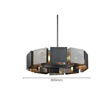 Geometric black & gold metal pendant light for dining room