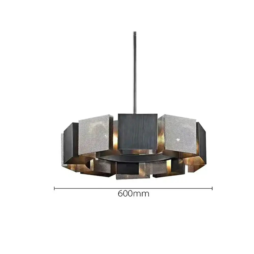 Geometric black & gold metal pendant light for dining room