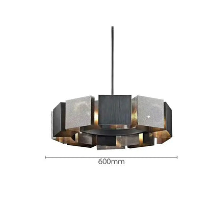 Geometric black & gold metal pendant light for dining room
