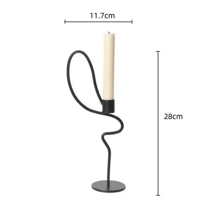 Geometric black metal candlestick candelabrum dining room centerpiece