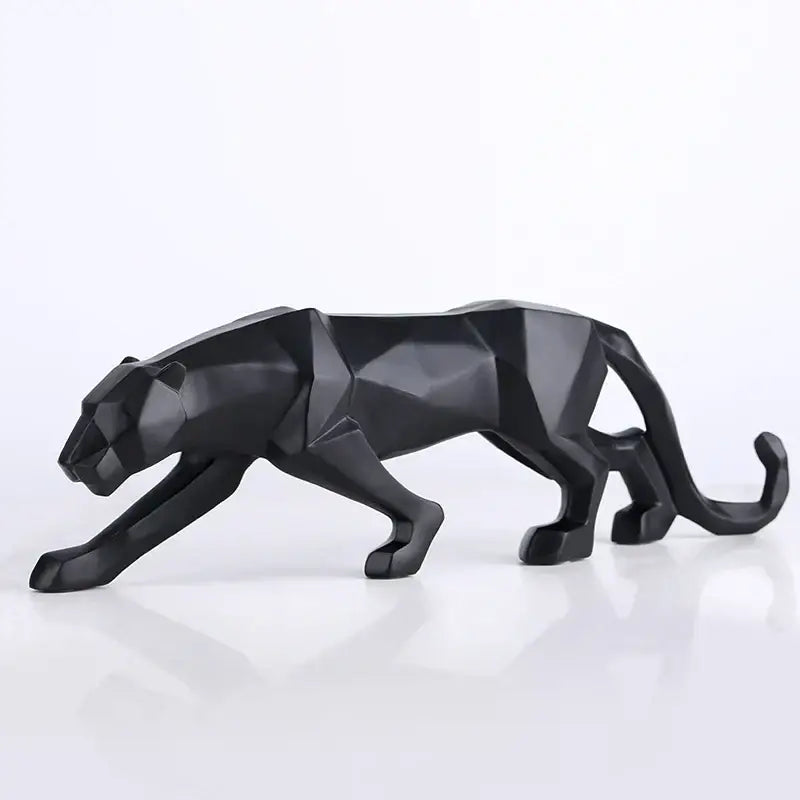 Geometric black panther resin statue living room decor