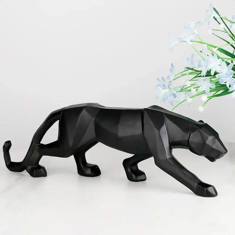 Geometric black panther resin statue living room decor