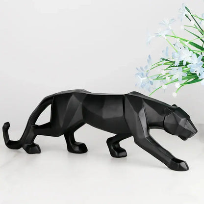 Geometric black panther resin statue living room decor