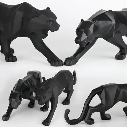 Geometric black panther resin statue living room decor
