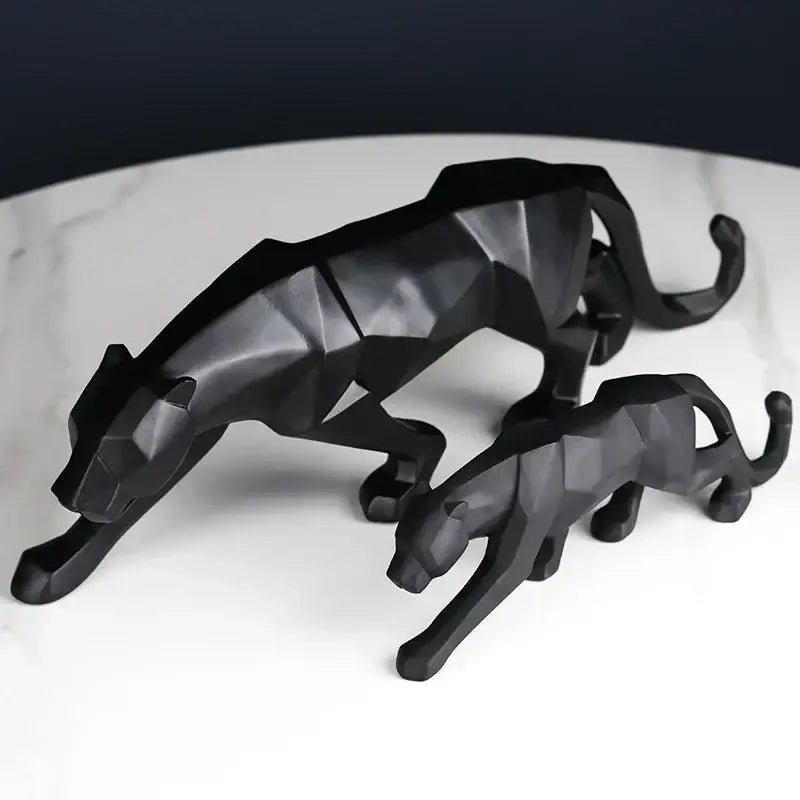 Geometric black panther resin statue living room decor