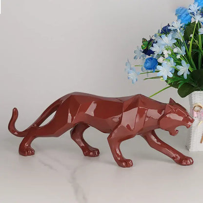Geometric black panther resin statue living room decor