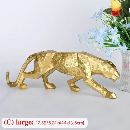 Geometric black panther resin statue living room decor