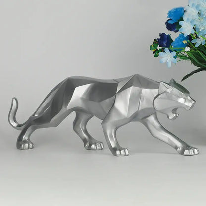 Geometric black panther resin statue living room decor
