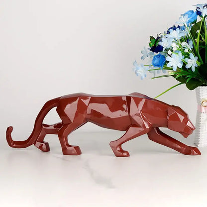 Geometric black panther resin statue living room decor