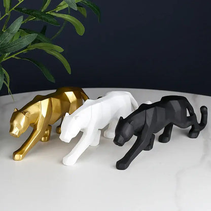 Geometric black panther resin statue living room decor