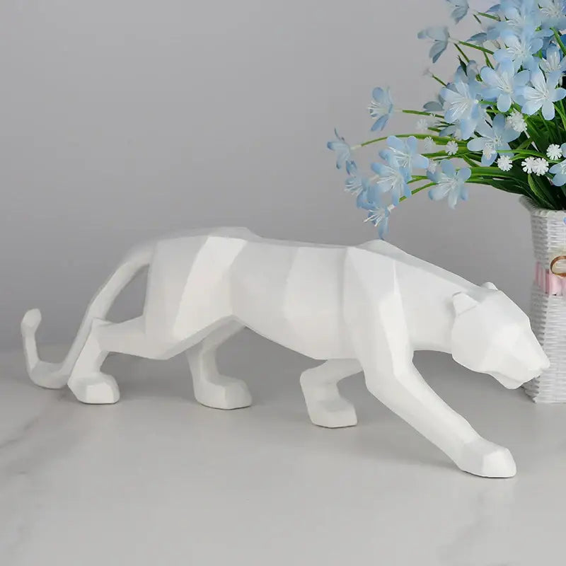 Geometric black panther resin statue living room decor