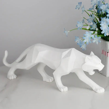 Geometric black panther resin statue living room decor