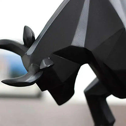 Geometric black & white bull bison sculpture living room decor