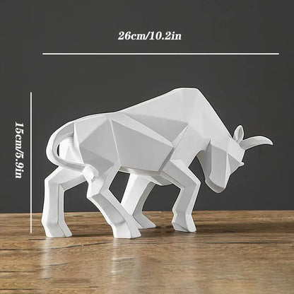 Geometric black & white bull bison sculpture living room decor