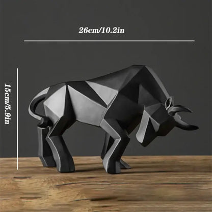 Geometric black & white bull bison sculpture living room decor