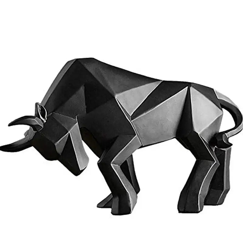 Geometric black & white bull bison sculpture living room decor