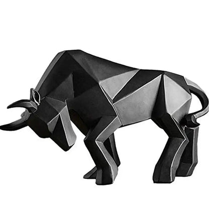 Geometric black & white bull bison sculpture living room decor
