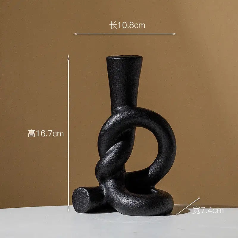 Geometric black & white ceramic knot candle stand living room decor