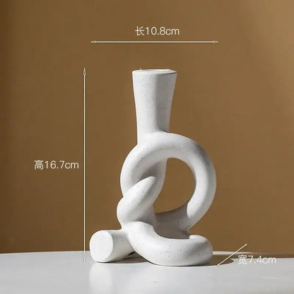 Geometric black & white ceramic knot candle stand living room decor