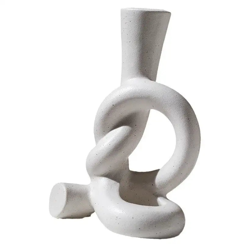Geometric black & white ceramic knot candle stand living room decor