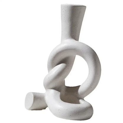 Geometric black & white ceramic knot candle stand living room decor