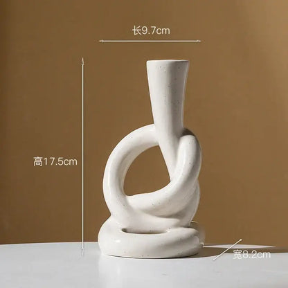 Geometric black & white ceramic knot candle stand living room decor