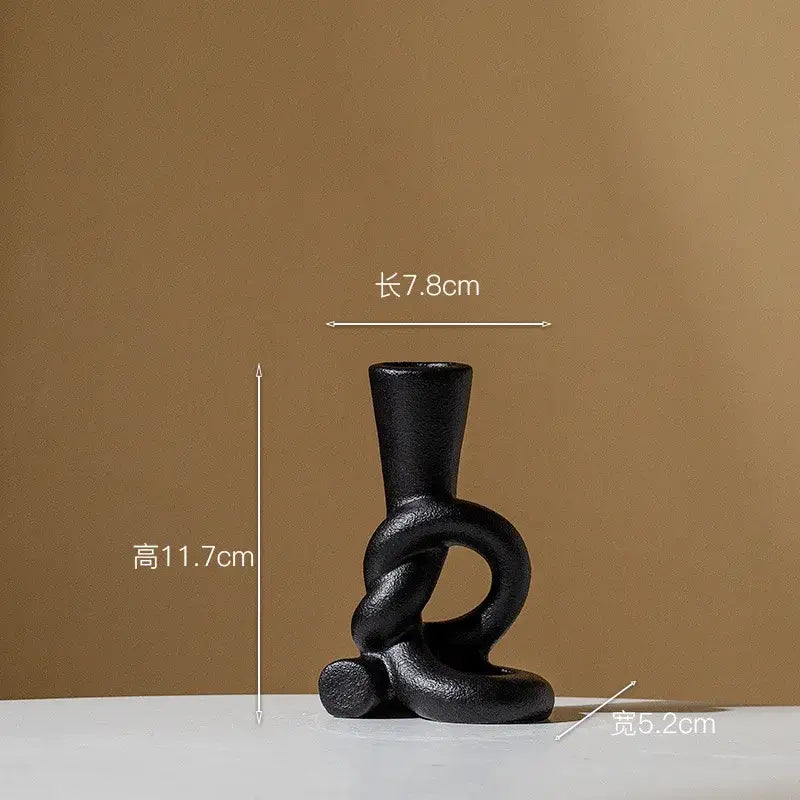 Geometric black & white ceramic knot candle stand living room decor