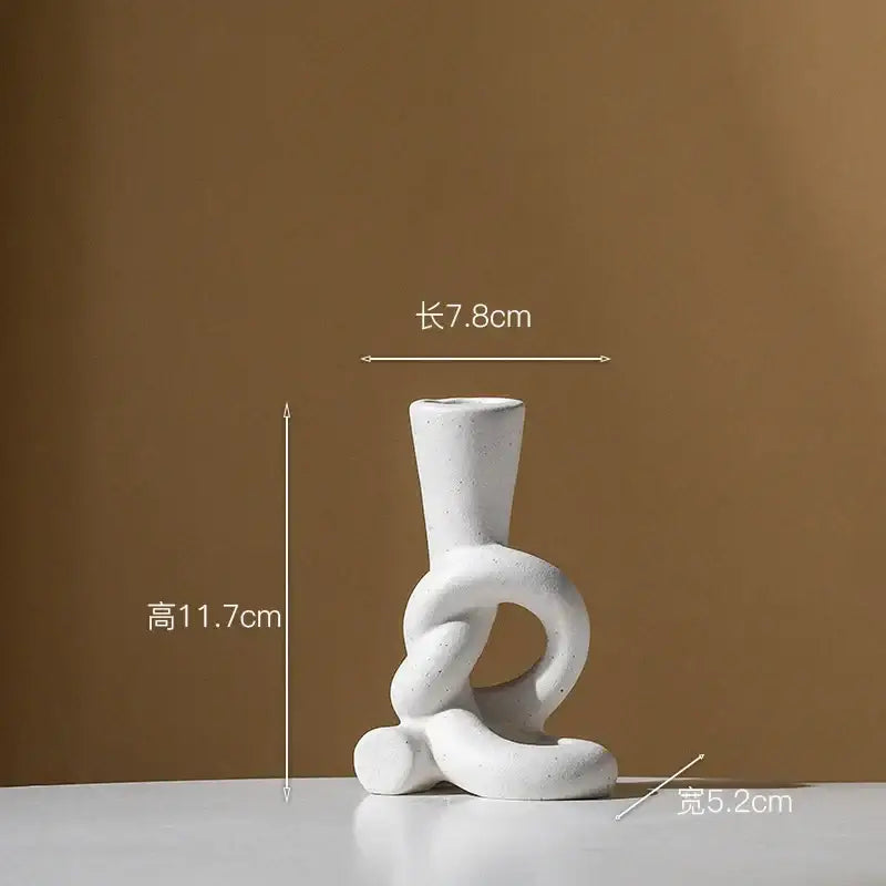 Geometric black & white ceramic knot candle stand living room decor