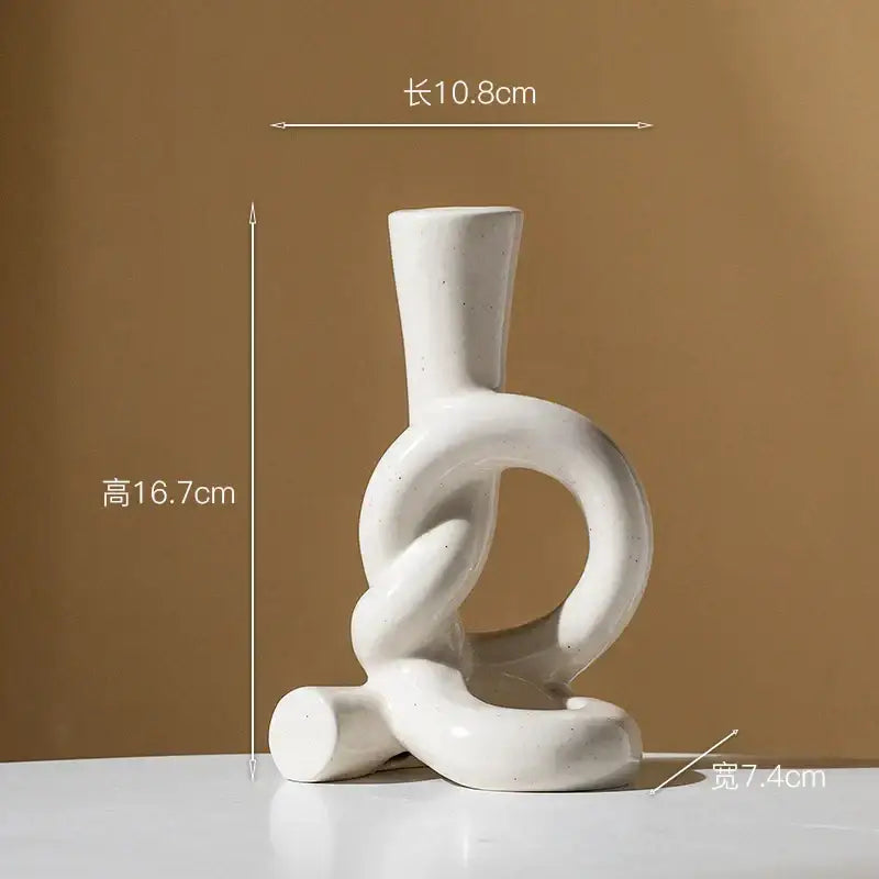 Geometric black & white ceramic knot candle stand living room decor